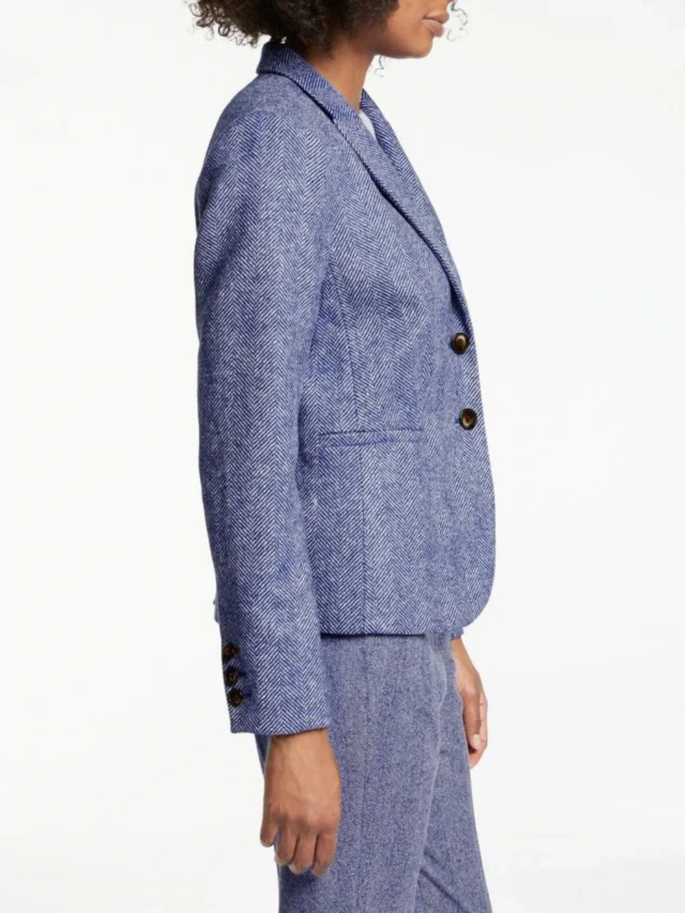 NWT Boden Elizabeth British Tweed Blazer in Blue/Ivory Herringbone, US 10R - Picture 12 of 13